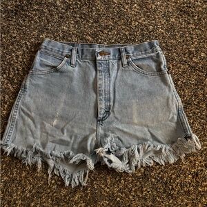 Wrangler Light Blue Frayed Jean Shorts